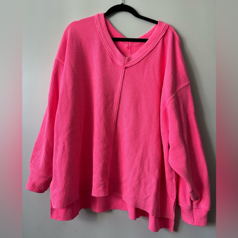 Aerie bright pink v neck sweater